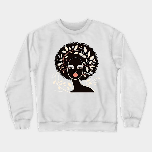 Afrocentric Woman With Afro Hair Silhouette Crewneck Sweatshirt by Graceful Designs